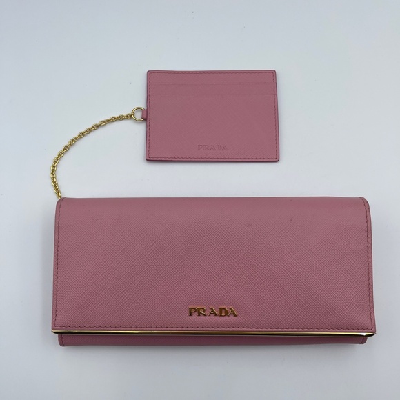 Prada Long leather Wallet in Peonia Saffiano Metal Pink Metallic w/ card holder - Picture 1 of 16